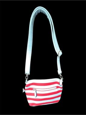 New Striped Crossbody Shoulder Bag in Red and White